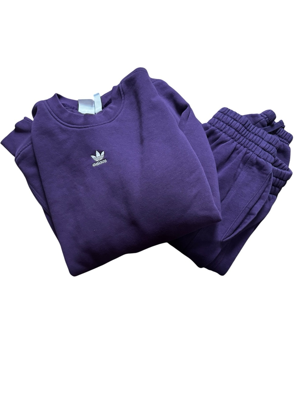 💜 Adidas Originals Trefoil Crewneck & Jogger Set | Women’s XS | Purple | EUC 💜